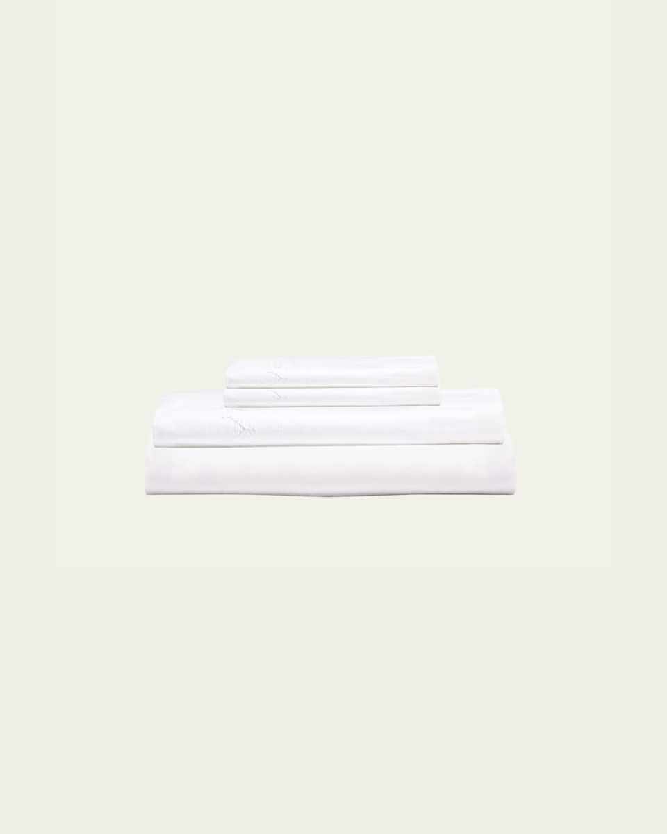 Stitched White Queen Sheet Set